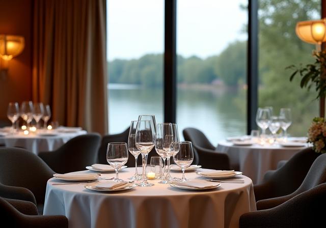 Elegantes Ambiente im Restaurant VUE mit Blick auf die Aare